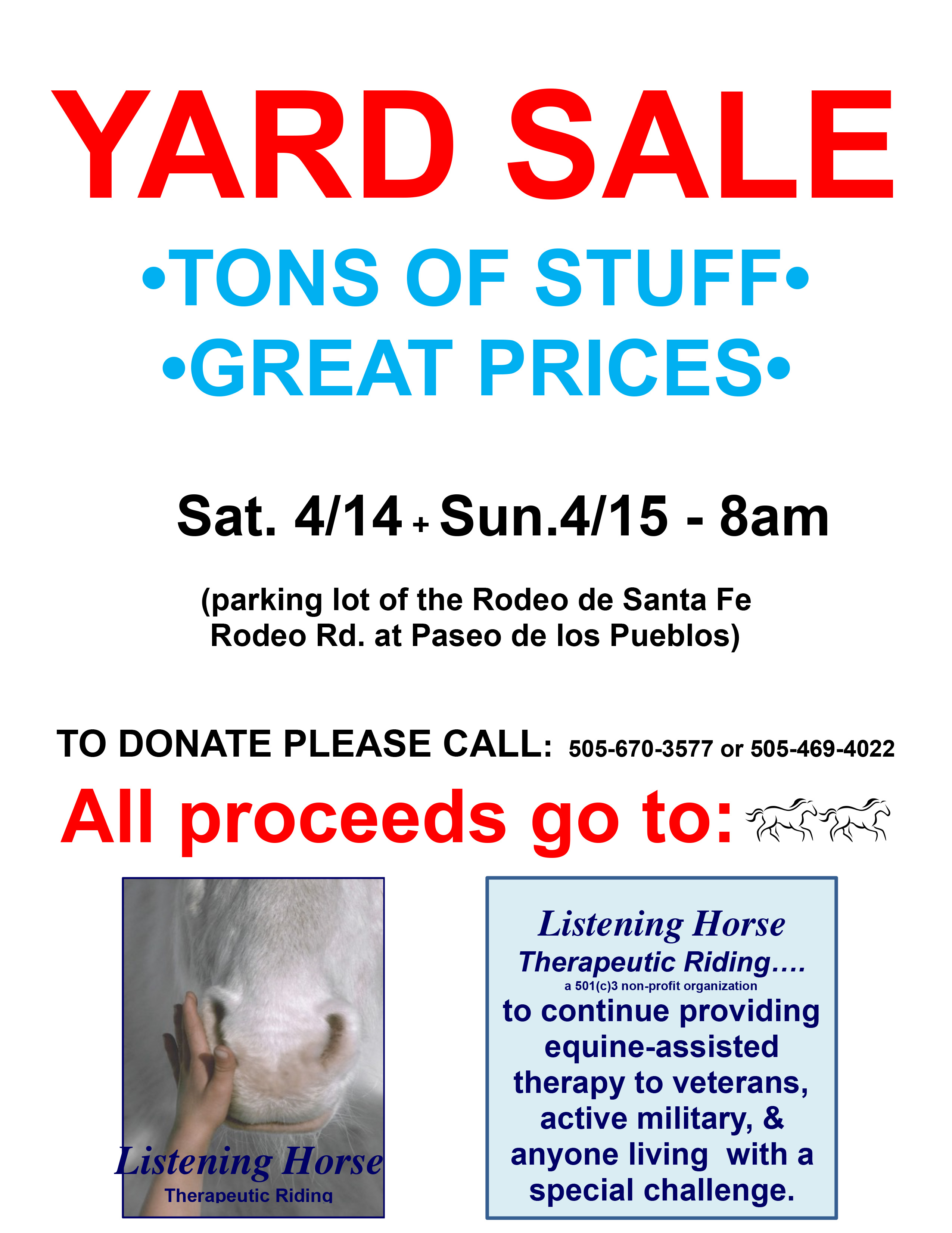 Listening Horse Yard Sale! Listening Horse Therapeutic Riding